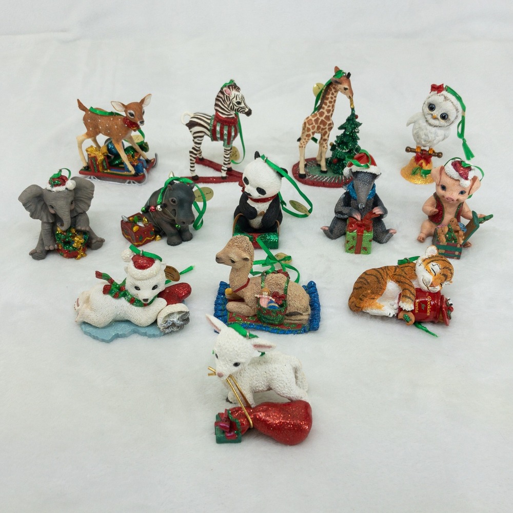 Danbury Mint Baby Animal Christmas Ornament 13pc Set Cute Holiday Figurines New